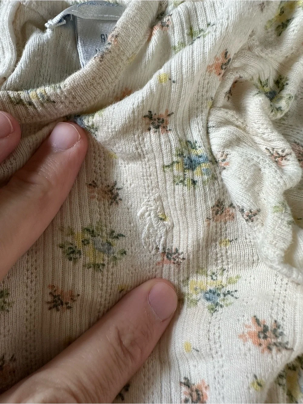 Ralph Lauren White Floral Ruffle Long-Sleeve Baby Bodysuit